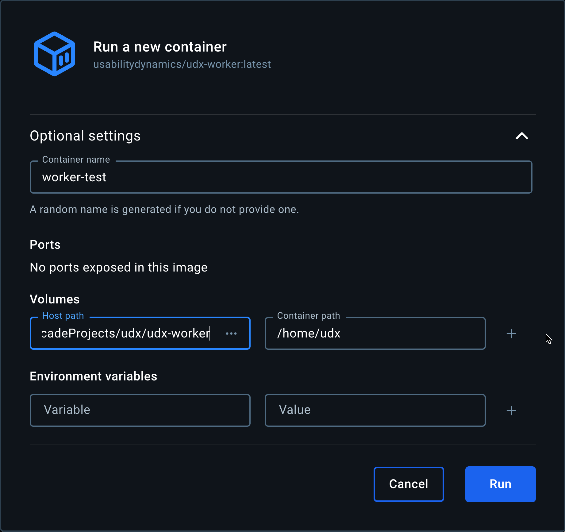 Container Configuration Interface